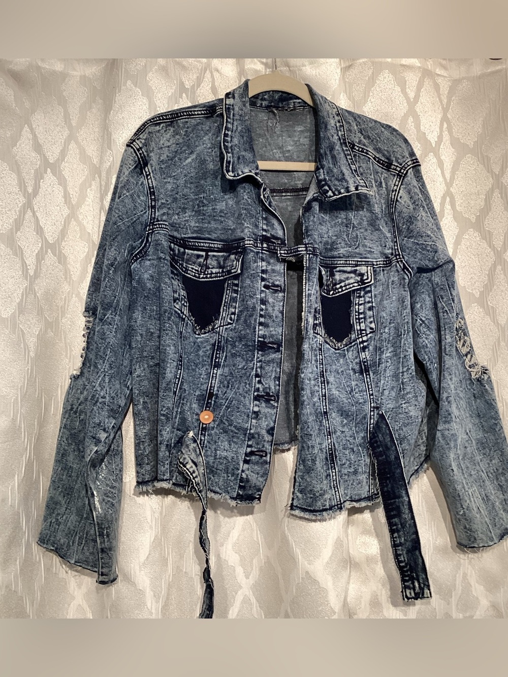 Women’s Distressed Acid-Wash Jean Jacket - Blue